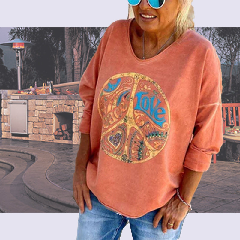 Chemise contemporaine orange abstraite pour femmes