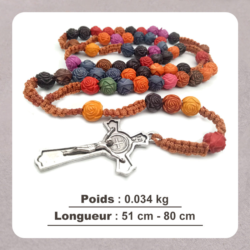 Collier Élégant et Coloré de Perles de Roses